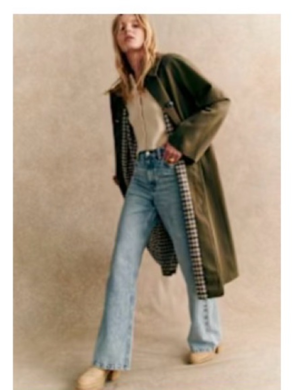 Sezane Clyde Coat Dark Khaki - Size 4